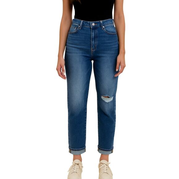 Nature Denim Distressed Mom Jeans Stone Wash NWT Size 32 High Rise - Picture 1 of 9